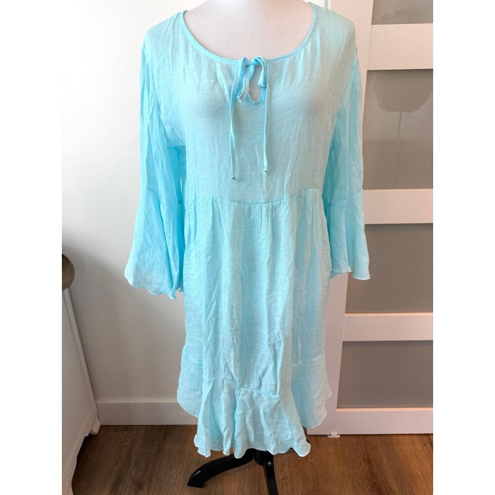 Coco + Carmen L/XL Aqua lightweight top / dress / cover-up. NWOT
